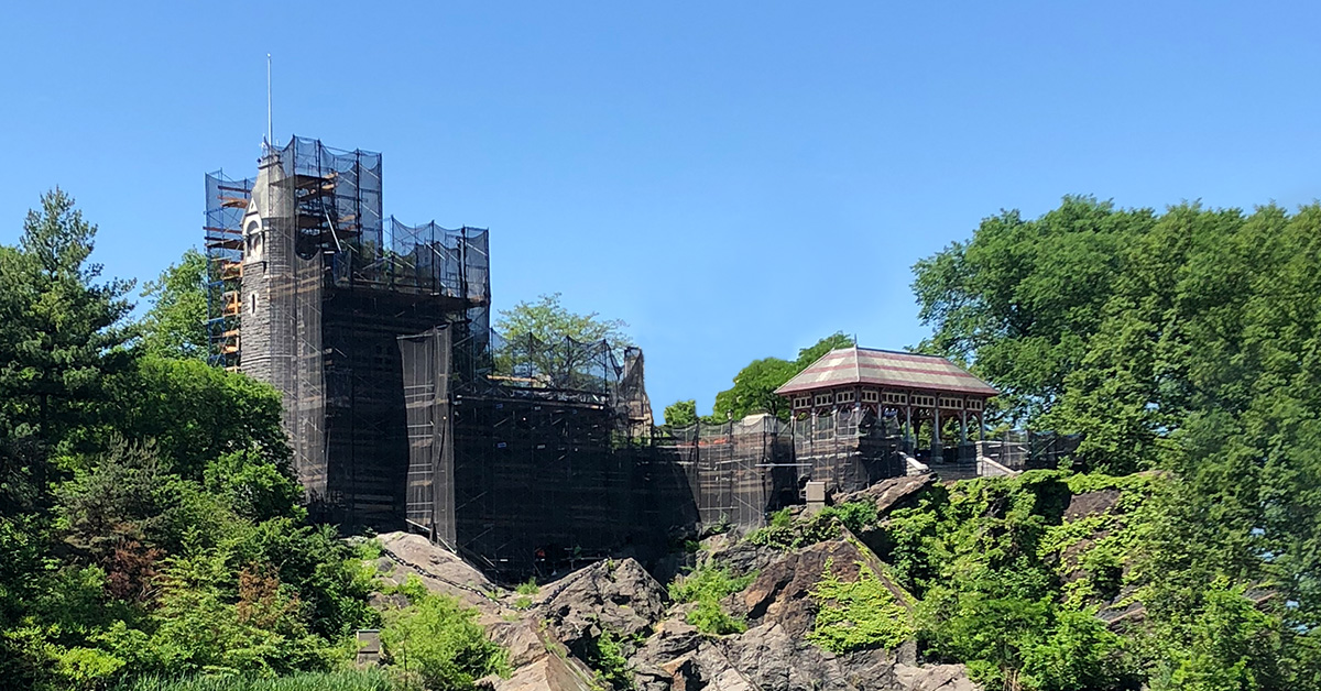 before image of the restoration of the historic Belvedere Castle