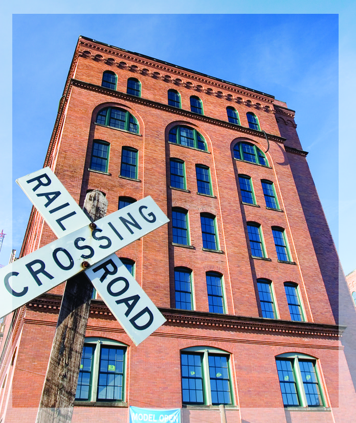 Completed Cork Factory tower from Railroad Street